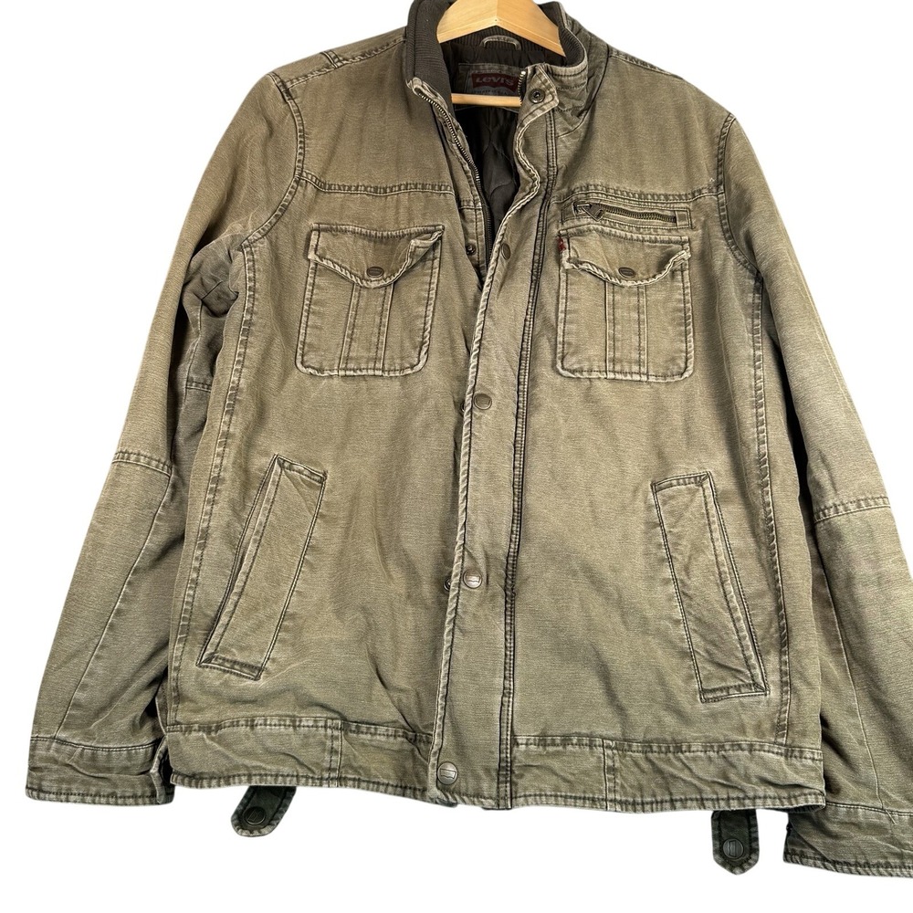 Levi's Men's M Military Field Jacket Olive Green Cotton Utility Trucker Coat